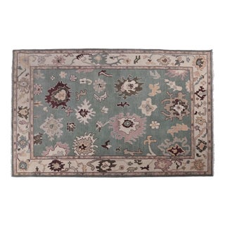 Turkish Handknotted Wool Oushak Rug, 1980s For Sale
