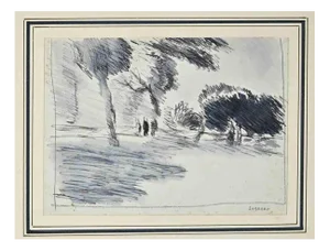 Emilio Sobrero, Landscape, Original Ink on Paper, 20th Century