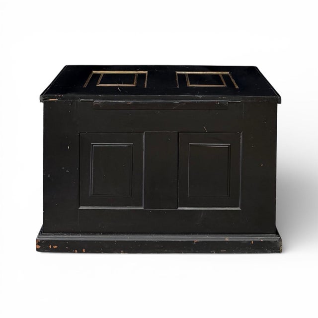 Late 19th Century Late 19th Century Painted Cedar Blanket Chest in Black and Gold For Sale - Image 5 of 10