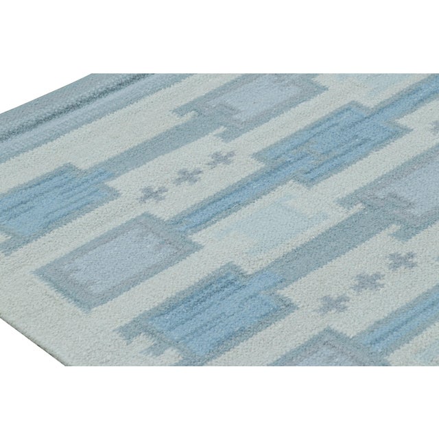 Rug & Kilim’s Scandinavian Style Rug With Blue Geometric Patterns For Sale In New York - Image 6 of 7