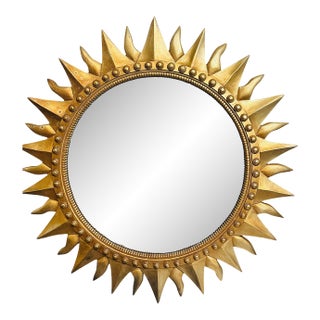 Vintage Gilded Celestial Sunburst Wall Mirror For Sale