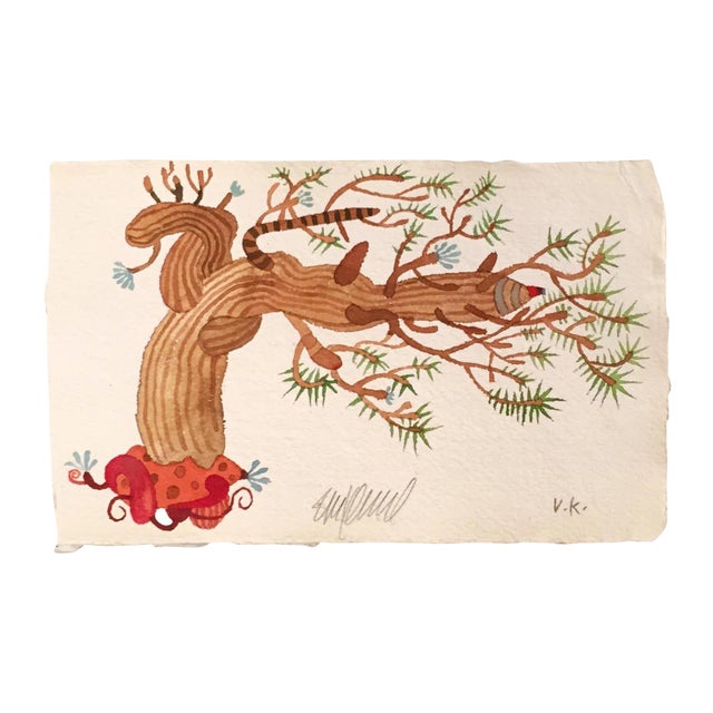 "Pine Bonsai" Original Watercolor Painting For Sale