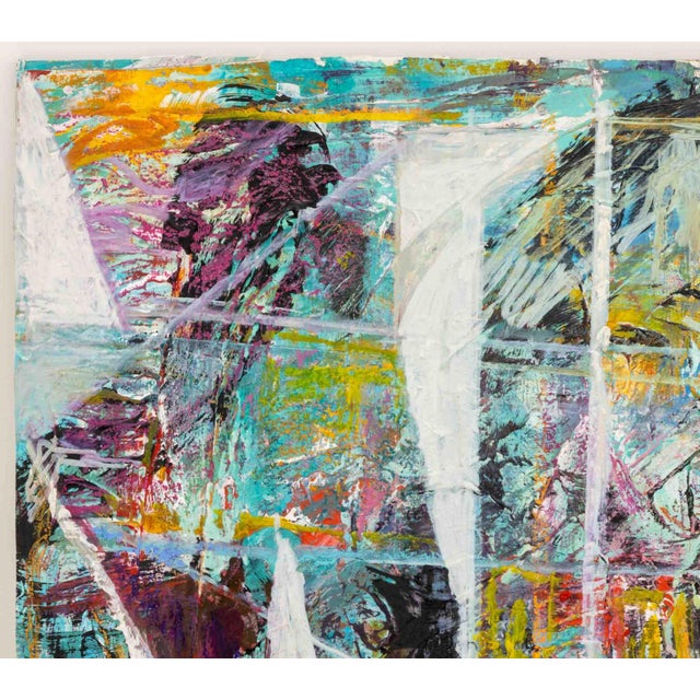 Karen Schlansky (American, XX-XXI), "Wind Swirl", Mixed Media on Paper Mounted on Metal Panel, artist's label verso,...