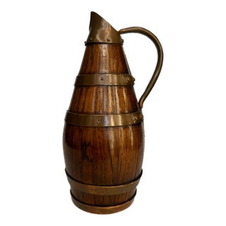 Traditional Norman French Copper and Wood Pitcher For Sale