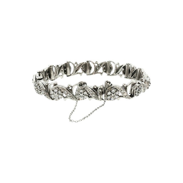 Mid-Century Modern Mid-Century 18 Karat White Gold Jabel 3.5 Carat Total Weight Bracelet For Sale - Image 3 of 6