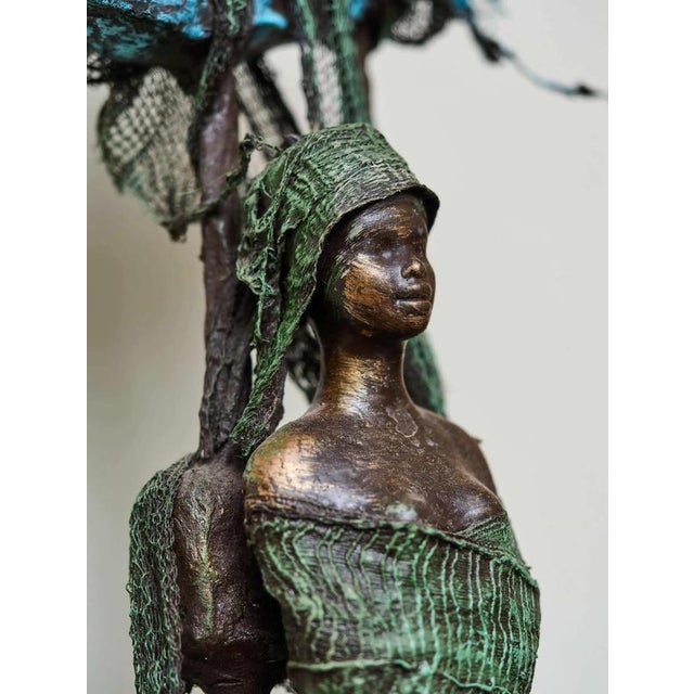 Black Modern Figural Sculpture on Pedestal For Sale - Image 8 of 9