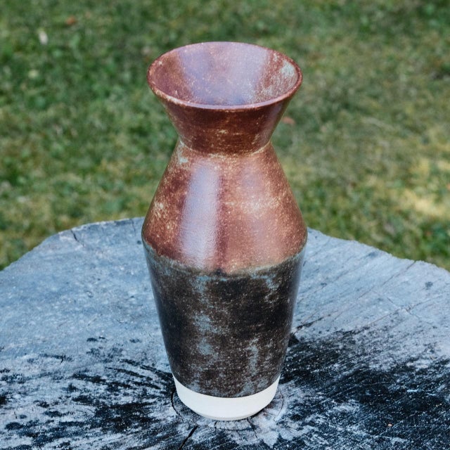 Angular Stoneware Vase Angular stoneware vase, wheel-thrown from white stoneware clay and hand-painted with "Oolong Matte...