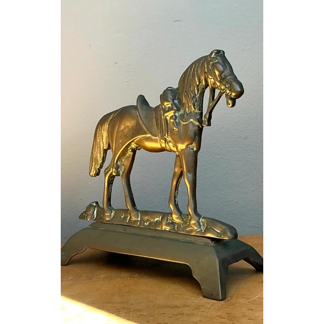 Vintage Brass Horse Door Stop For Sale - Image 11 of 12