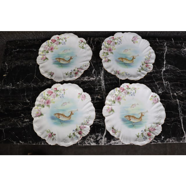 Limoges Fish Decorated Plate Set/4 For Sale - Image 9 of 9