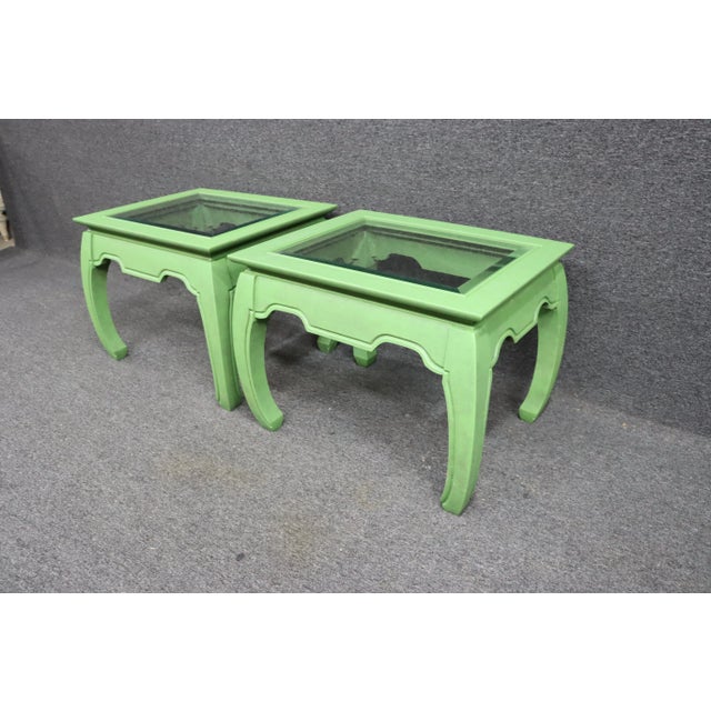 Chinoiserie Style Green Side Tables For Sale - Image 9 of 9