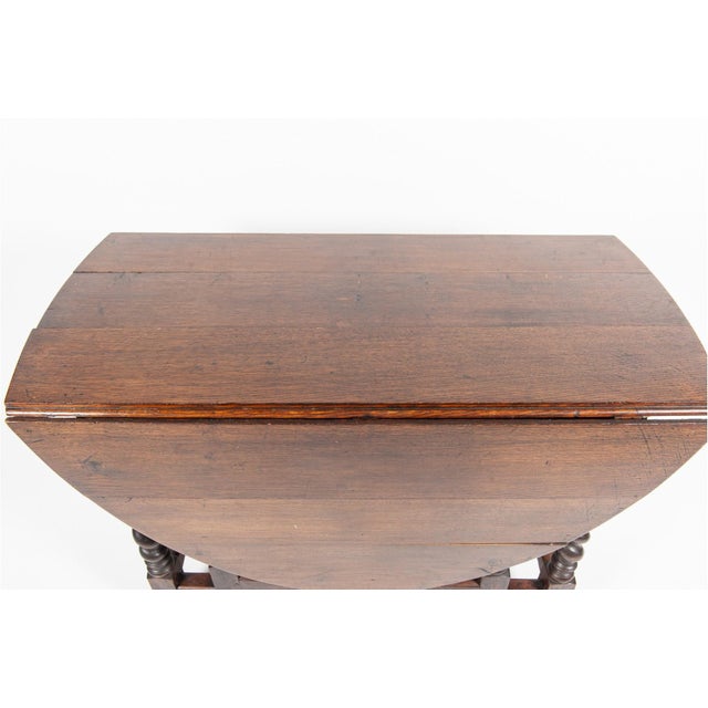 19th Century Antique Oak Gate-Leg Drop-Leaf Table With Barley-Twist Legs For Sale - Image 5 of 10