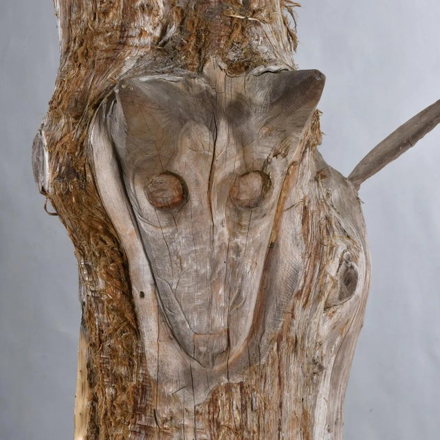 Wood 105" Tall Hand Carved Figural Wood Spirit Animals Tree Trunk Totem Sculpture For Sale - Image 7 of 18