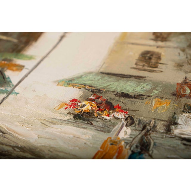 Vintage Impressionist European Street Scene Oil Painting in Ornate Gilt Frame For Sale - Image 4 of 12