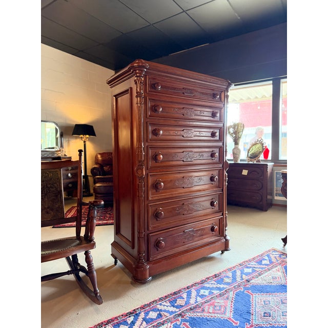 Wood Late 19th Century Antique Walnut Highboy Dresser For Sale - Image 7 of 11