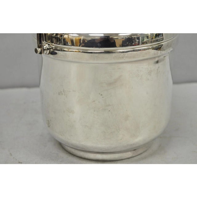 Silver Vintage Art Deco Silver Plated Reticulating Hinge Lidded Bar Ice Bucket For Sale - Image 8 of 15
