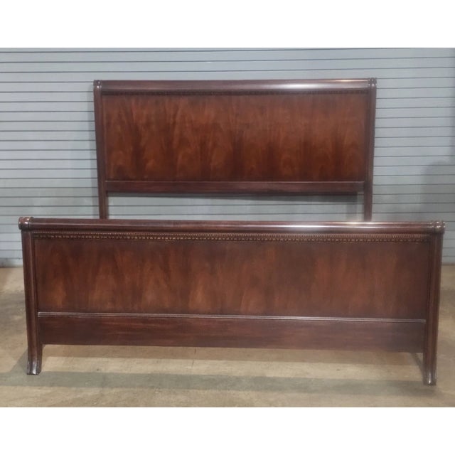 Store Item: Henkel Harris Flame Mahogany King Size Sleigh Bed Frame made in Winchester, Virginia Description: Solid...