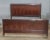 Store Item: Henkel Harris Flame Mahogany King Size Sleigh Bed Frame made in Winchester, Virginia Description: Solid...