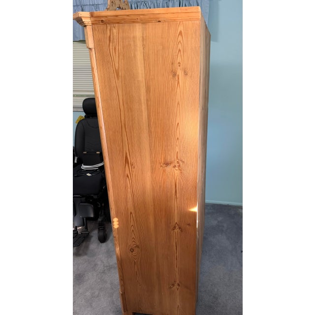Wood Antique French Provincial Carved Pine Armoire For Sale - Image 7 of 7