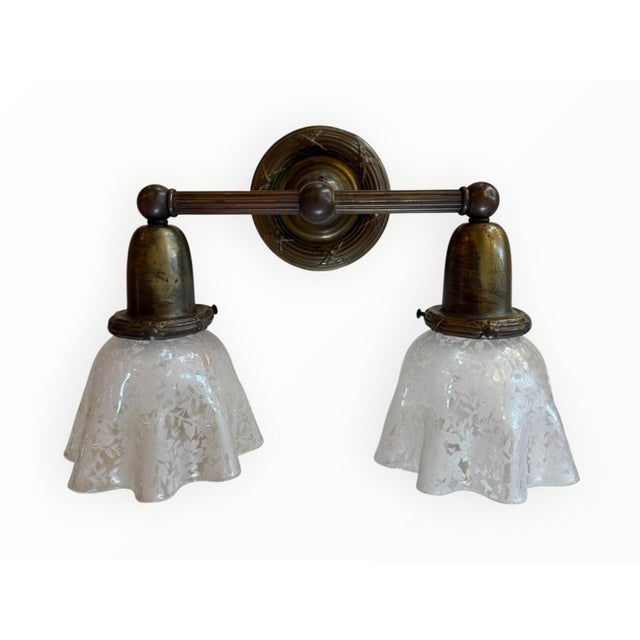 1920s Antique Double Wall Sconce For Sale - Image 5 of 7