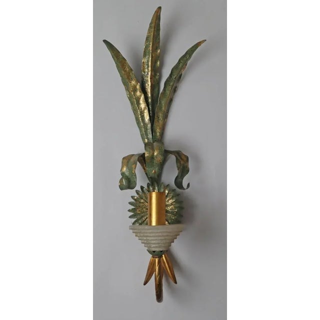 Forest Green Hollywood Regency Wall Lamp from Müller Munich, 1970s For Sale - Image 8 of 8