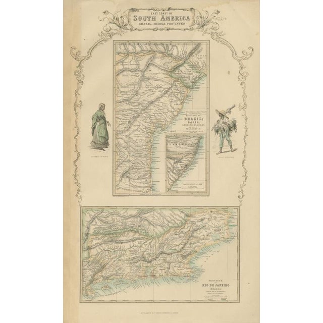 Brown Antique Map of the Brazilian Coast with Rio De Janeiro Province, 1860 For Sale - Image 8 of 8