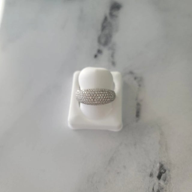 2020s 2 Carat Diamond Pave Wedding Band 18k White Gold, Size 9 For Sale - Image 5 of 5