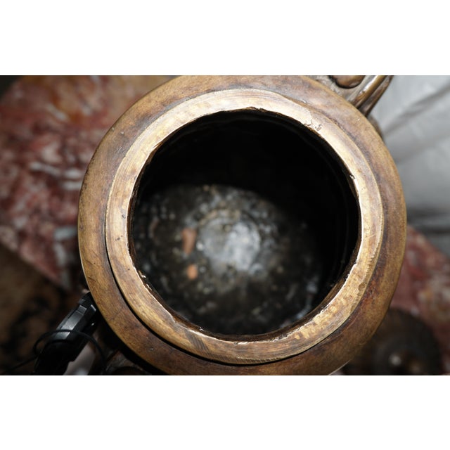 Hollywood Regency Grand Neoclassical Lion Head Urn With Ring Handles For Sale - Image 3 of 9