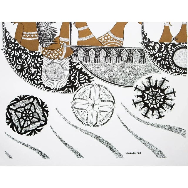 Mid-Century Modern 1968 Max Walter Svanberg Composition No. 6, Original Period Gold Leaf Lithograph For Sale - Image 3 of 13