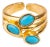 Trio Turquoise Gemstone & Gold Stylish Adjustable Cocktail Ring For Sale