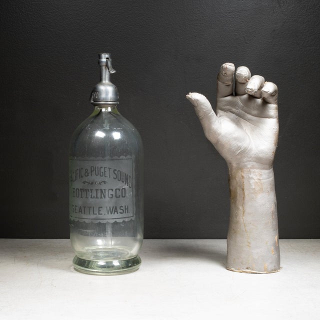 Antique Heavy Glass Pacific & Puget Sound Bottling Co. Seltzer Siphon Bottle c.1894-1920 For Sale In San Francisco - Image 6 of 7