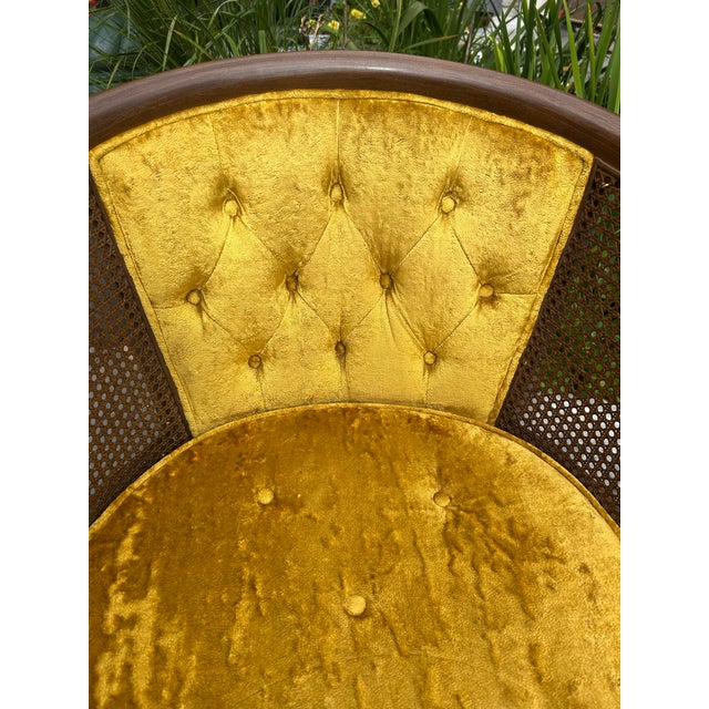 Presenting an exceptional 1960s Mid-Century Modern tub/barrel accent chair that exemplifies luxury vintage craftsmanship....