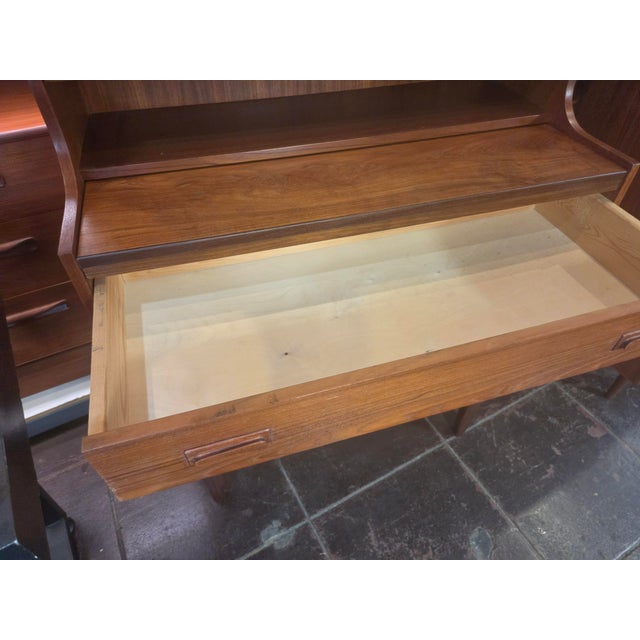 Mid-Century Modern 1960s Danish Teak Secretary Desk Pull Out Top For Sale - Image 3 of 14