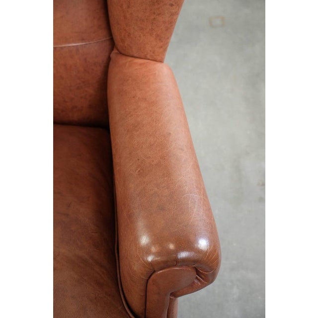 Brown Wing Club Chair in Cowhide Leather For Sale - Image 8 of 14
