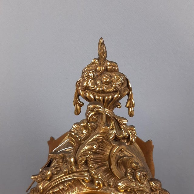Baroque Mechanical Table Clock in Golden Brass, 1960s For Sale - Image 9 of 18