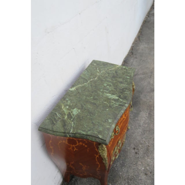 French Marble Top Bombay Serpentine Inlay Commode Dresser Bathroom Vanity 6230 For Sale - Image 13 of 17