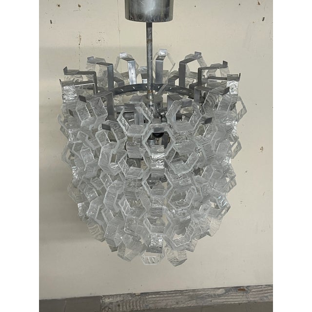 Cascade Chandelier with Hexagonal Glass attributed to Av Mazzega, 1970s For Sale - Image 13 of 18