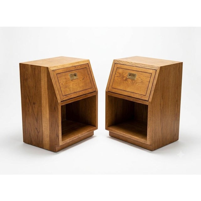 Campaign 1970s Henredon Campaign Pair of Nightstands For Sale - Image 3 of 9