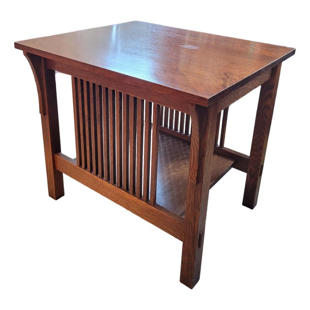 Stickley Mission Collection Oak Spindle Side Table For Sale