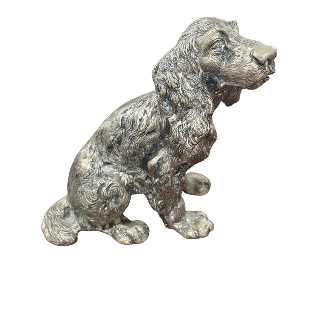 Italian Vintage Gucci Made in Italy Silver-Tone Spaniel Dog Sculpture For Sale - Image 3 of 7