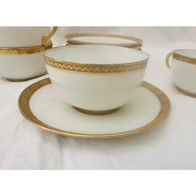 Vintage C. Ahrenfeldt Set of 6-24kt Gold Rim Saucers For Sale In Palm Springs - Image 6 of 6