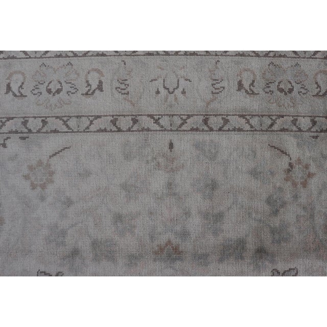Textile Neutral Vintage Turkish Oushak Rug With Floral Design and Medallions For Sale - Image 7 of 15