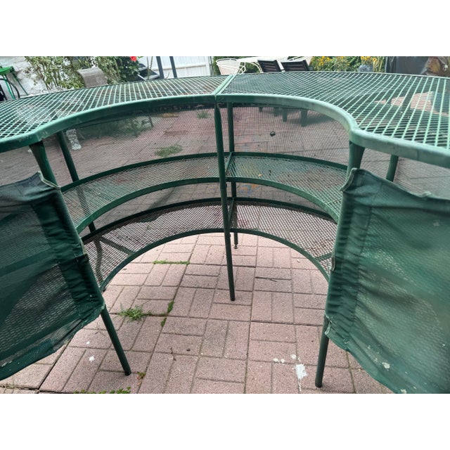 Vintage Green Metal Mesh Outdoor Patio Table For Sale - Image 4 of 9