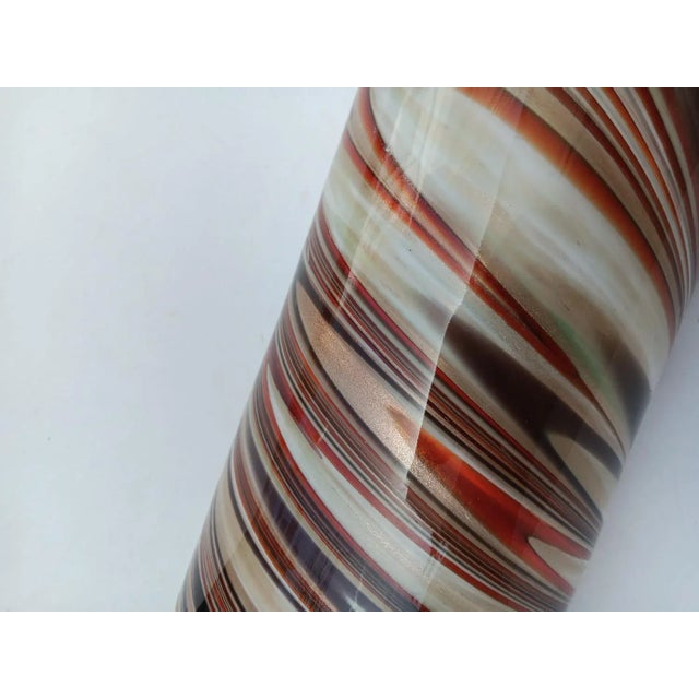 Mid-Century Modern Cylindrical Swirl Murano Glass Vase, 1970s For Sale - Image 3 of 9