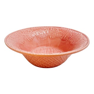 1990s Large Pink Leaf Salad Serving Bowl by Bordallo Pinheiro For Sale