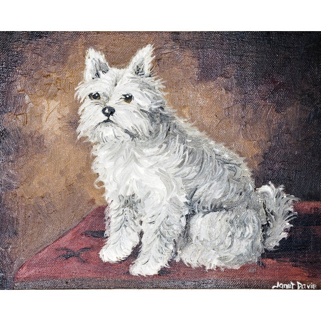 A charming Westie or West Highland Terrier Dog oil painting. This original oil painting is well executed by the talented...