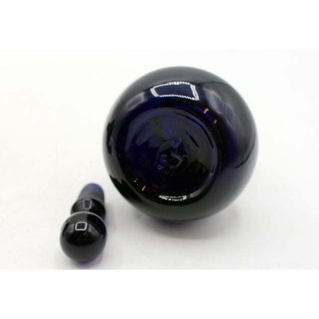 Glass Circa 1950s Likely Danish Assembled Pair of Cobalt Glass Perfume Bottles For Sale - Image 7 of 8