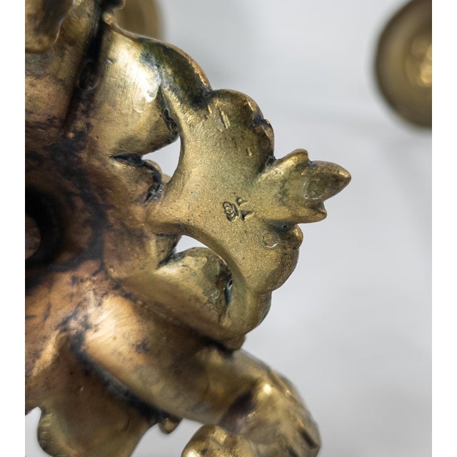Early 20th Century Pair of French Art Nouveau Bronze Candlesticks by Victor Paillard Paris For Sale - Image 11 of 14