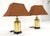 Pair of Asian Style c1070s Cylinder Shape Base Table Lamps Wooden Feet MINT! For Sale - Image 14 of 17