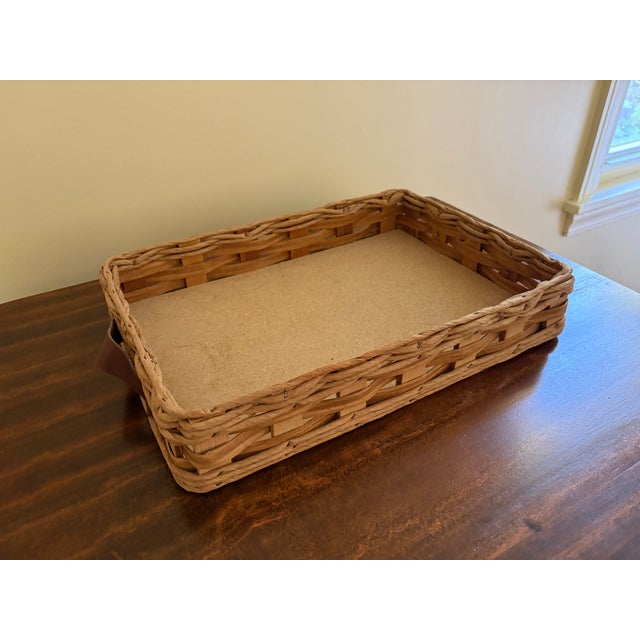 Vintage Woven Oak Pyrex Casserole Serving Basket With Leather Handles For Sale In South Bend - Image 6 of 13