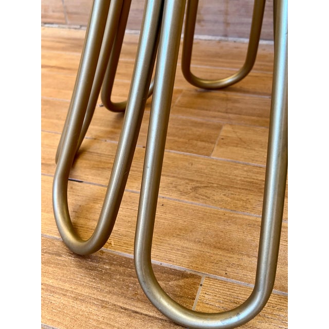 Early 21st Century New Metal Fleur Side Table with Oak Wood Top Indoor and Outdoor For Sale - Image 5 of 18